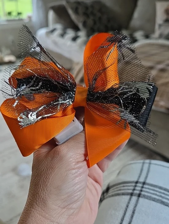 Orange and Black Light Up Decorative Hair Bow