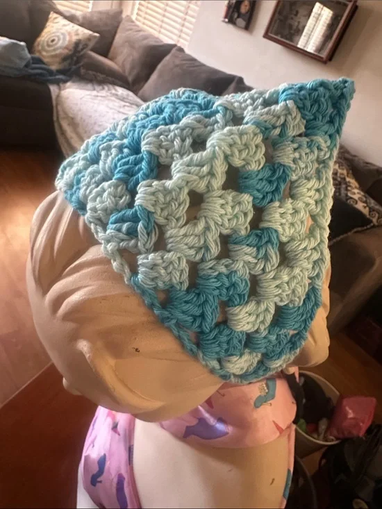 Handmade Chunky Crochet Kids Scarf- Aqua Ombre