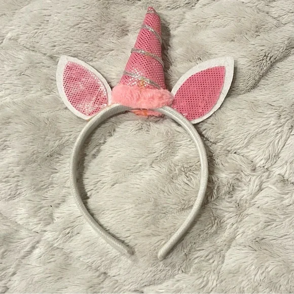 Unicorn Headband with Shiny Pink Horn and Ears