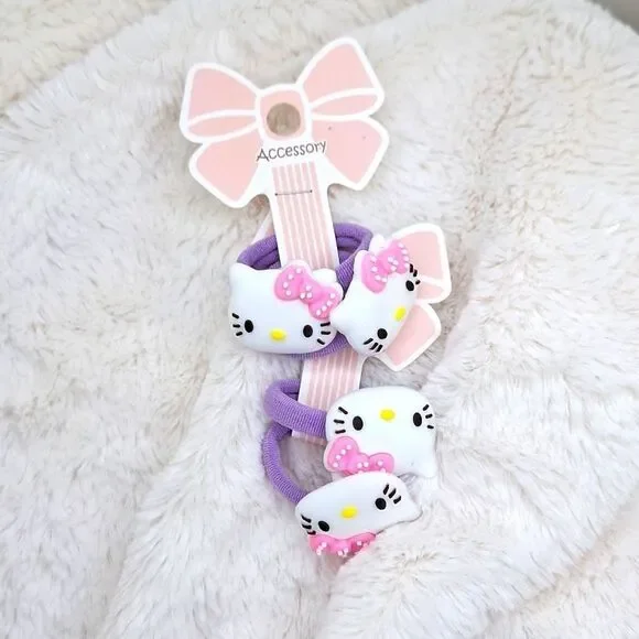 Hello kitty little girl pastel purple hair bands for kids set