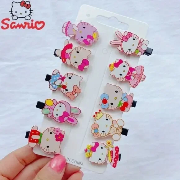 Hello Kitty Cartoon Acrylic Hair Clips Set - Cute Barrettes