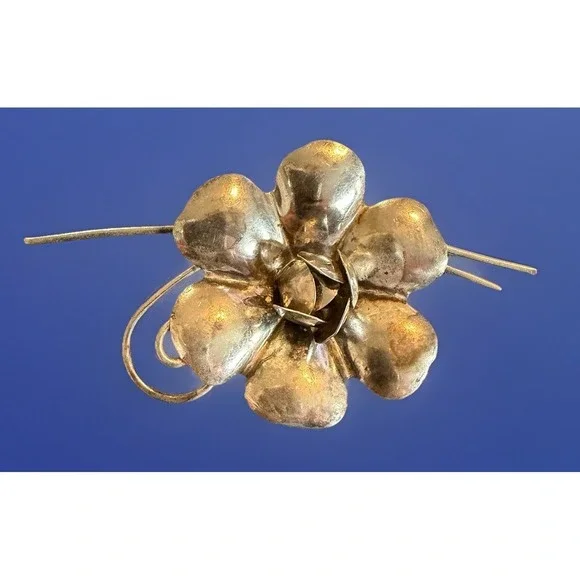 Vintage Sterling Silver Flower‎ Brooch Pin MCM 8.2 Gms
