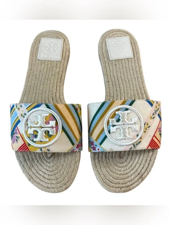 Tory Burch Benton‎ Espadrille Slides Multicolor Canvas 7.5 Boho