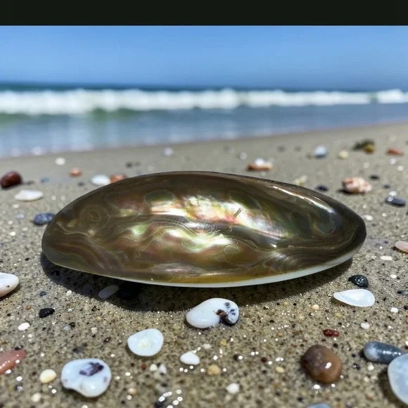 Iridescent Vintage Abalone Shell Brooch 2.5