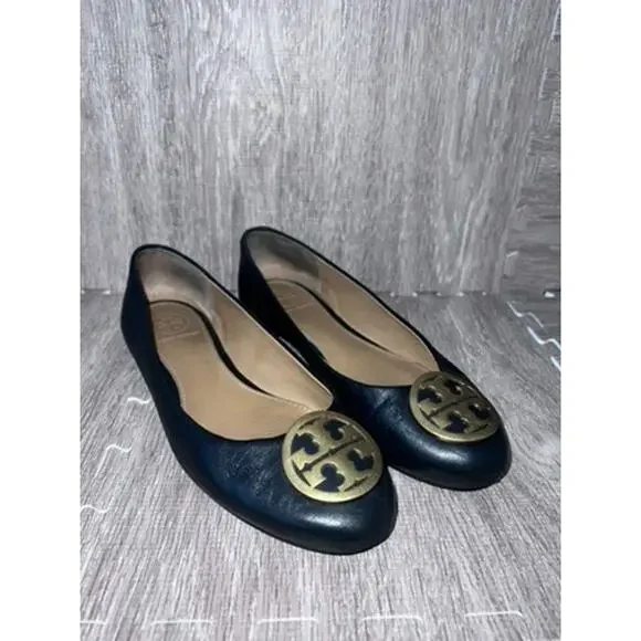 Tory Burch Benton Ballet Flats Black Women's Shoes Size‎ 6