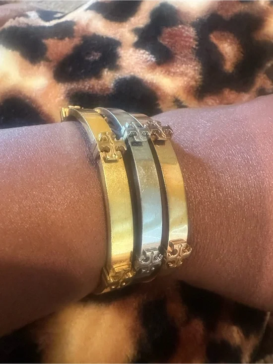 Tory Burch Gold, silver and rose Gold Triple Bangle set  - Women's Jewelry