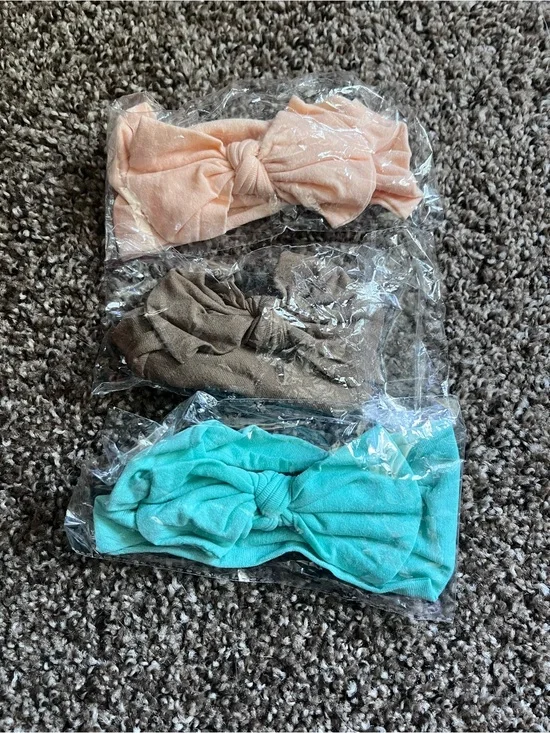 3-Pack Baby Knotted Headband Set - Peach, Brown, Teal