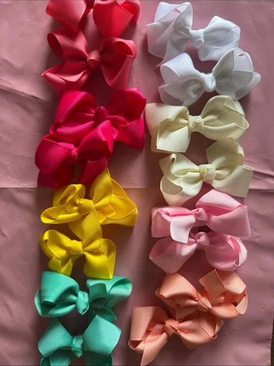 8 sets of 3” Kids Ribbon Hair Bows - Multi Color Sets
