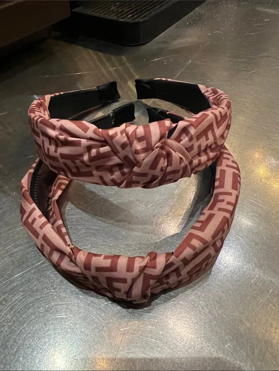 Kids Knotted Patterned Headband - Pink