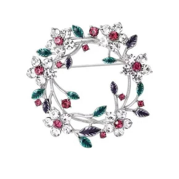 FLORAL SILVER WREATH BROOCH‎