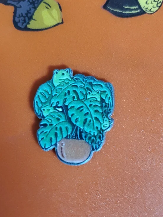 Green Potted Plant Reptile Acrylic Pin - Unbranded