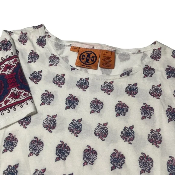 Tory Burch XS White Print‎ Pullover Ladies Top