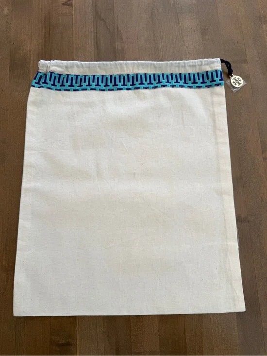 NEW Tory Burch Canvas Shoe or Bag Dust Bag with Drawstring with Logo Charm