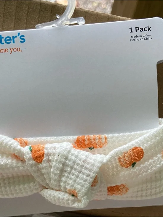 Carter's White Headband with Orange Carrot Print