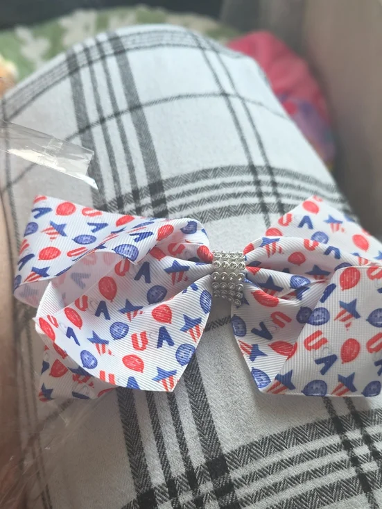 Kids Patriotic Red & Blue Bow Hair Clip