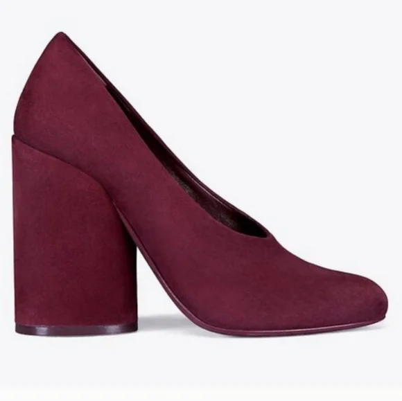 Tory Burch Womens Lucia Suede Heels wine shoes sz 8M