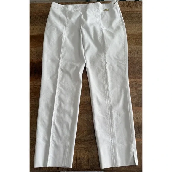 Tory Burch Womens White Ankle Pants Size 10 Stretch Crop Slim Career