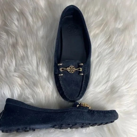 Tory Burch Daria Navy Suede Driving Moccasin Sz 7‎