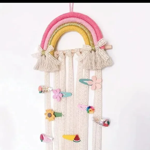 New pink rainbow hair bow organizer display holder girls
