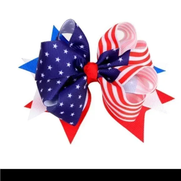 👋 Girls patrotic flag hair bow | Mix And Match 3/$20