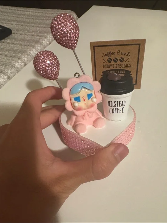 Kids Pink Heart Trinket Holder with Balloon and Coffee Charm