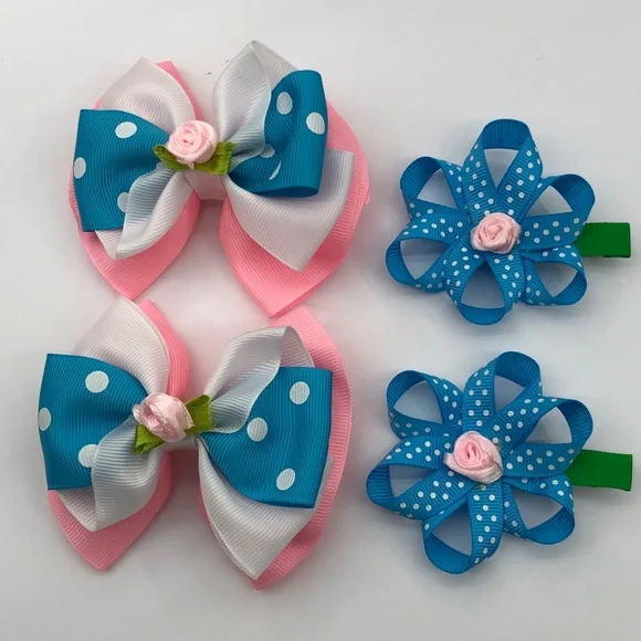 Bows for hair (set of four) alligator clips