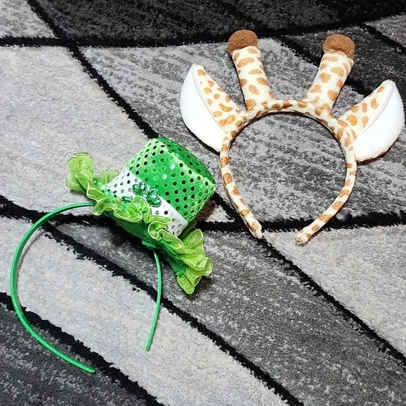 GIRAFFE & LEPRECHAUN MINI SEQUINS TOP HAT UNISEX HEADBANDS BUNDLE