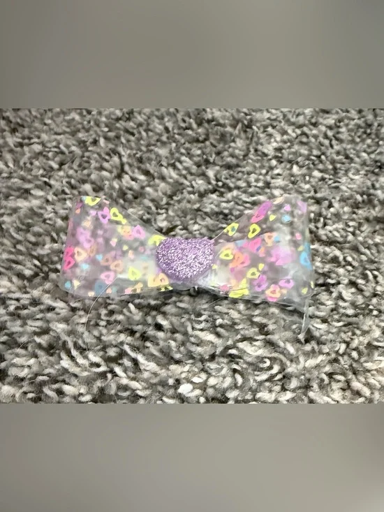 Kids Glitter Heart Bow Hair Clip - Purple Heart