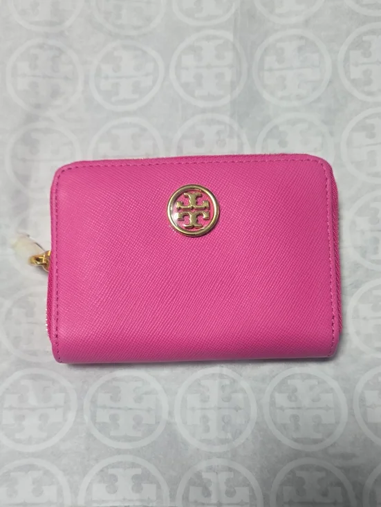 Tory Burch Pink Leather Zip Card Wallet
