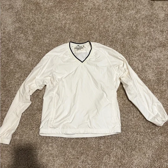 Tory Burch Sport White V-Neck Windbreaker sz XS