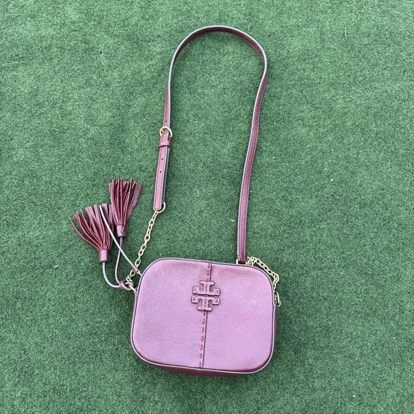 CUTE Tory Burch Miller Crossbody Leather Handbag. Burgundy Color ~Very NICE!