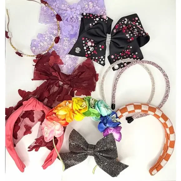 🎀 📦 Girls Hair Accessory Bundle 10 pc - JoJo Siwa Rhinestone Bow & Headbands