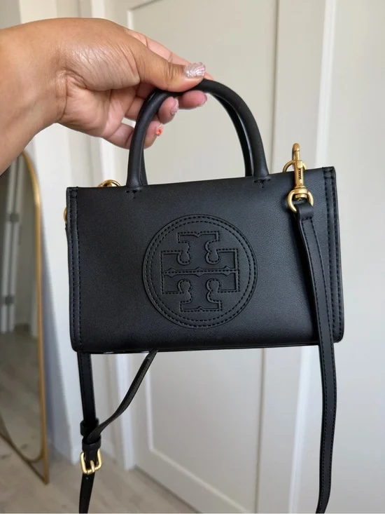 Tory Burch Black Leather Mini Top-Handle Crossbody