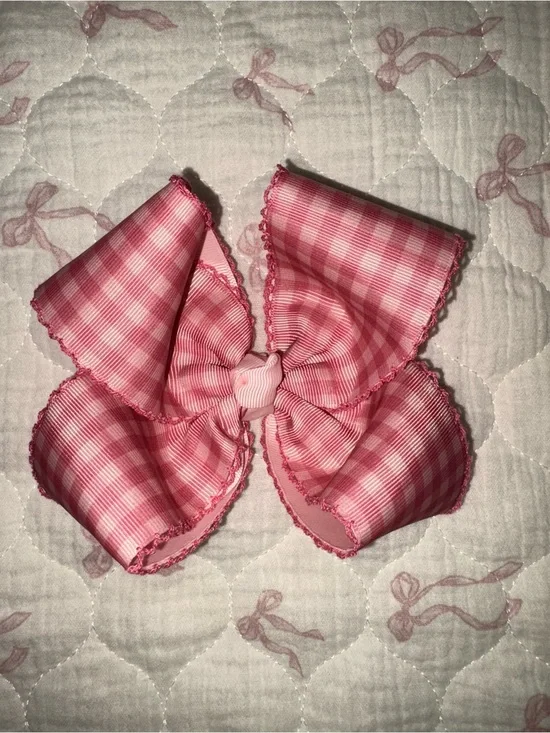 Pink Gingham Hair Bow