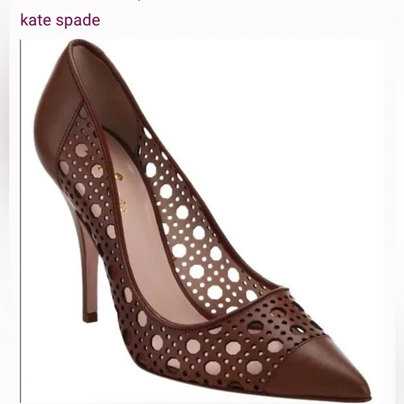 kate spade Brown Laser-Cut Pointed Toe Pump