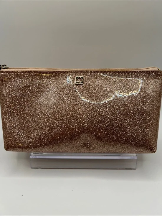 kate spade rose gold glitter cosmetic pouch