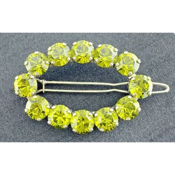 Kate Spade Hair Clip Green Crystal Peridot Rhinestone Made Italy Designer