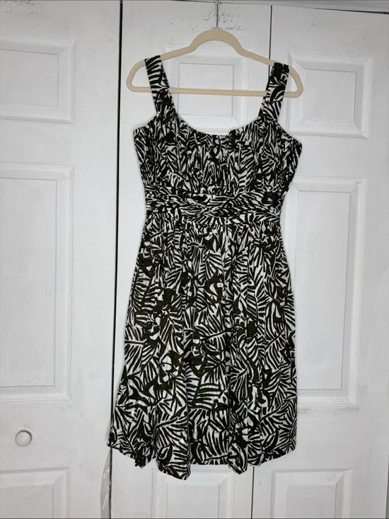 Kate Spade Green Palm Orchid Bow Back Dress