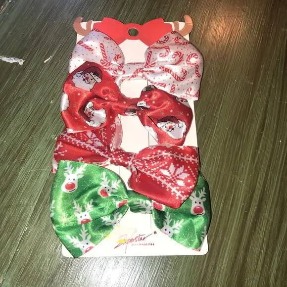 Superstar Accessories NEW Girl's Christmas Bow Clips