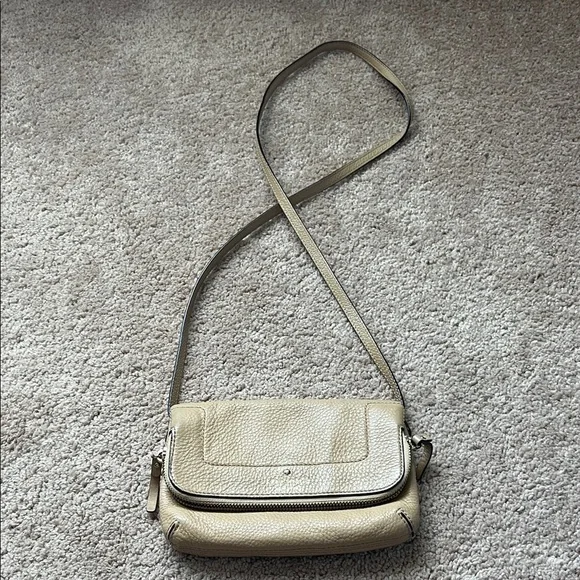 Kate Spade Mansfield Mariana leather crossbody bag in beige pebbled leather