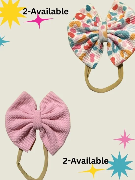 Set of 2 Baby Bow Headbands — Pink & Multicolor