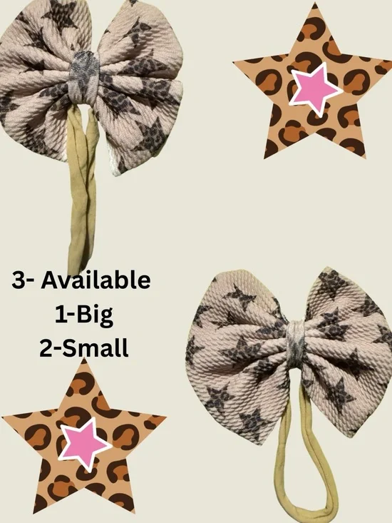 Neutral Star-Print Bow Headband for Kids - Beige