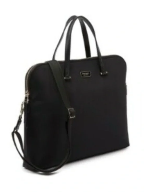 kate spade Black Laptop Briefcase Tote with Leather Handles and long strap
