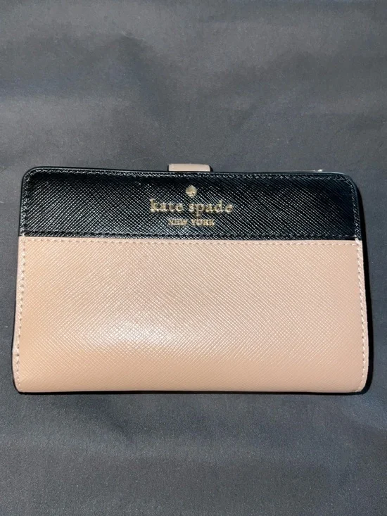 kate spade Two-Tone Saffiano Leather Wallet - Black & Taupe