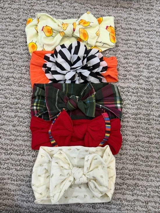 Girls Bow Headband Set - Holiday Colors