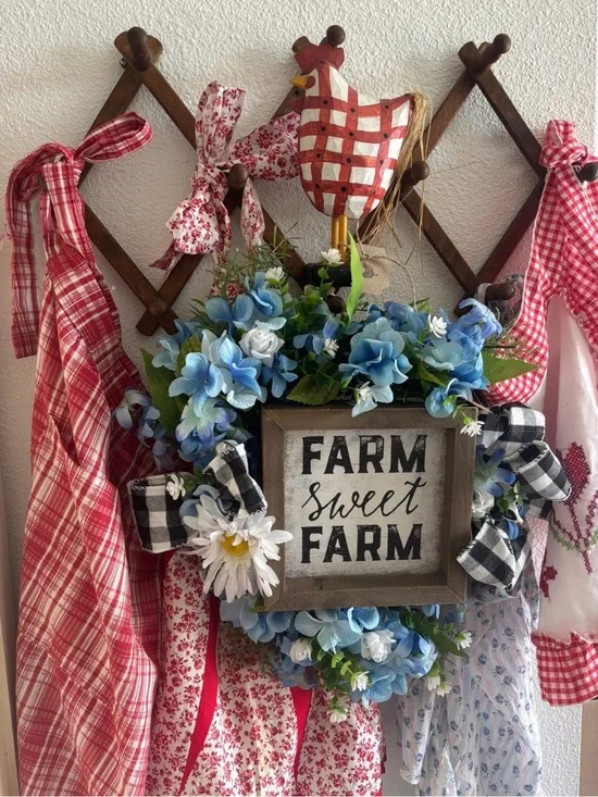 Rustic Farmhouse Wreath Farm Sweet Farm Blue Custom White Final Sale