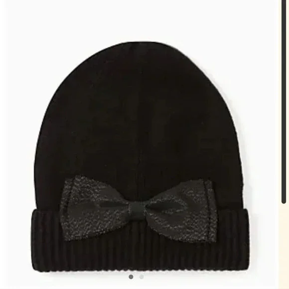 Kate Spade Black Bow Beanie NEW