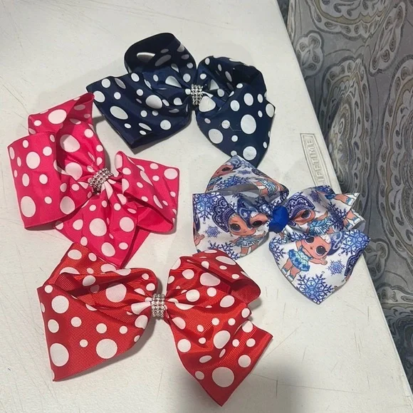 Polka Dot and Patterned Hair Bows Set new
