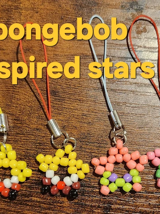 Kids Beaded Star Phone Charm - Yellow & Pink