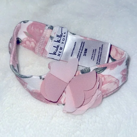 Nicole Miller Girls 3-6 Months Pink Floral Hairband‎